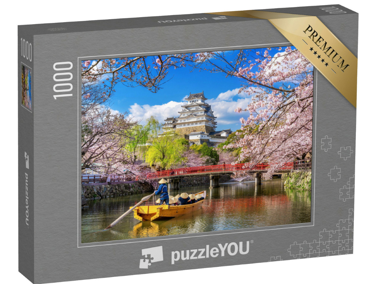 Puzzle 1000 Teile „Kirschblüten und Burg in Himeji, Japan“
