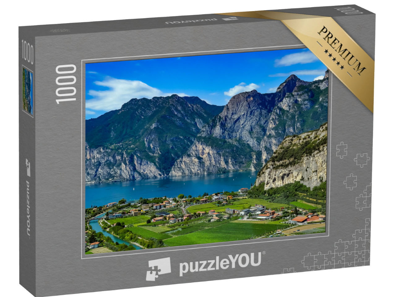 Puzzle 1000 Teile „Beeindruckendes Bergpanorama am Gardasee, Italien“