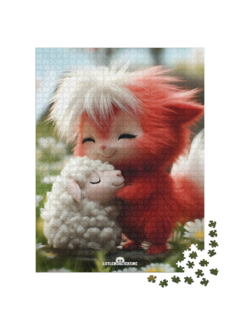 Puzzle 1000 Teile „LITTLEMONSTERTIME: Wooly & Muffin’s Fluffy Hug“