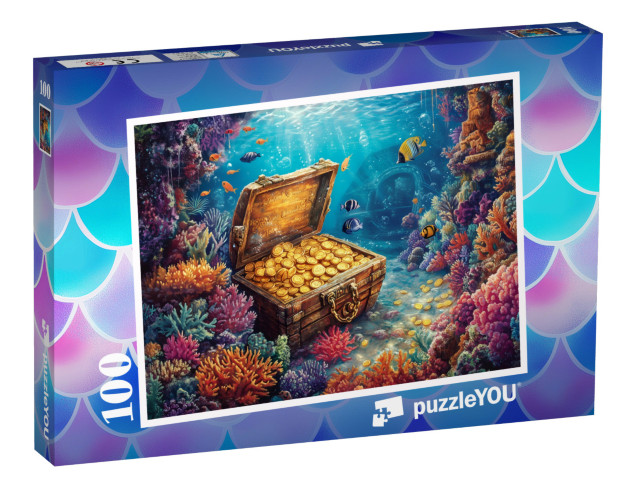 Puzzle 100 Teile „Die versteckte Goldtruhe“