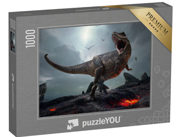 Puzzle 1000 Teile „3D-Rendering des Königs der Dinosaurier: Tyrannosaurus Rex“