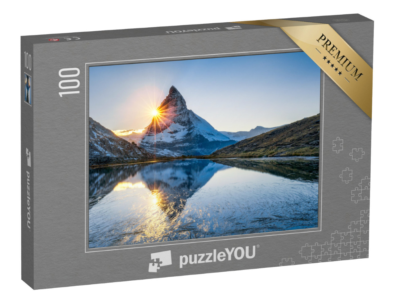 Puzzle 100 Teile „Riffelsee und Matterhorn im Kanton Wallis, Schweiz“