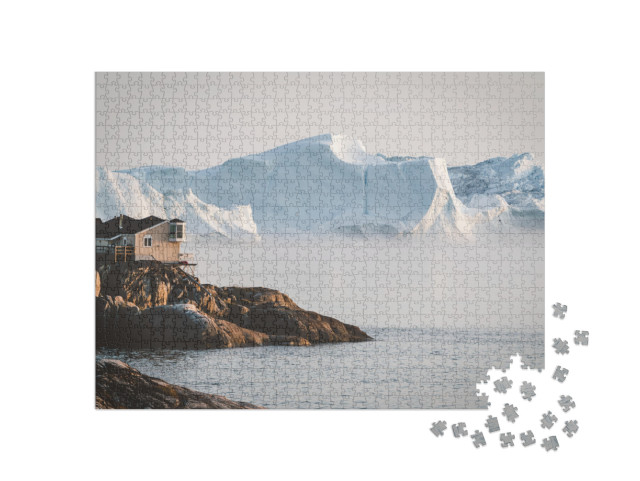 Puzzle 1000 Teile „Ilulissat, arktische Stadt bei Sonnenaufgang, Grönland“