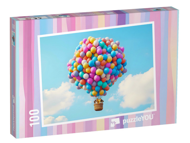 Puzzle 100 Teile „Tausend bunte Luftballons fliegen davon“