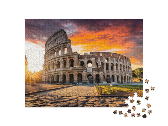 Puzzle 1000 Teile „Kolosseum oder Coliseum bei Sonnenaufgang, Rom“