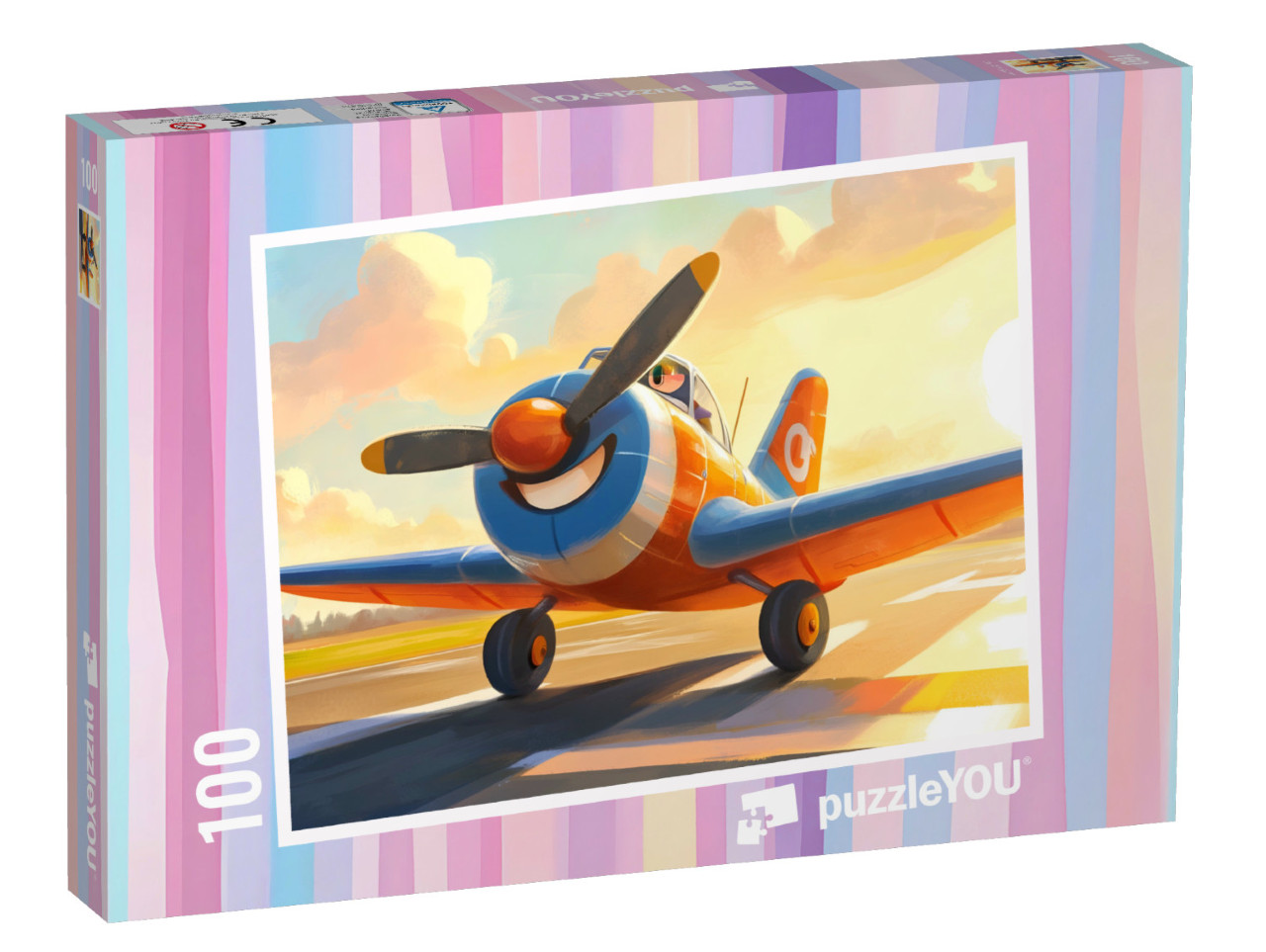 Puzzle 100 Teile „Das kleine Flugzeug freut sich auf Abenteuer“