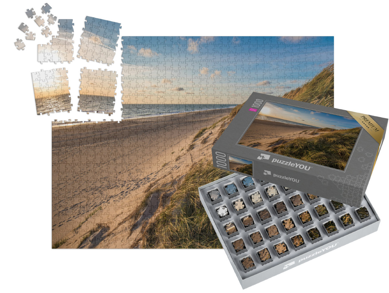 Puzzle „Nordseestrand, Küste Jütlands, Dänemark“ | SMART SORTED® 1000 Teile