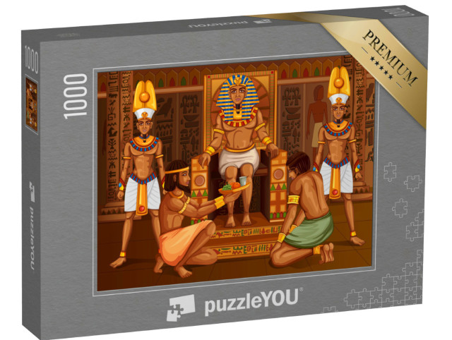 Puzzle 1000 Teile „Vektor-Design: Ägyptischer Pharao und sein Gefolge“