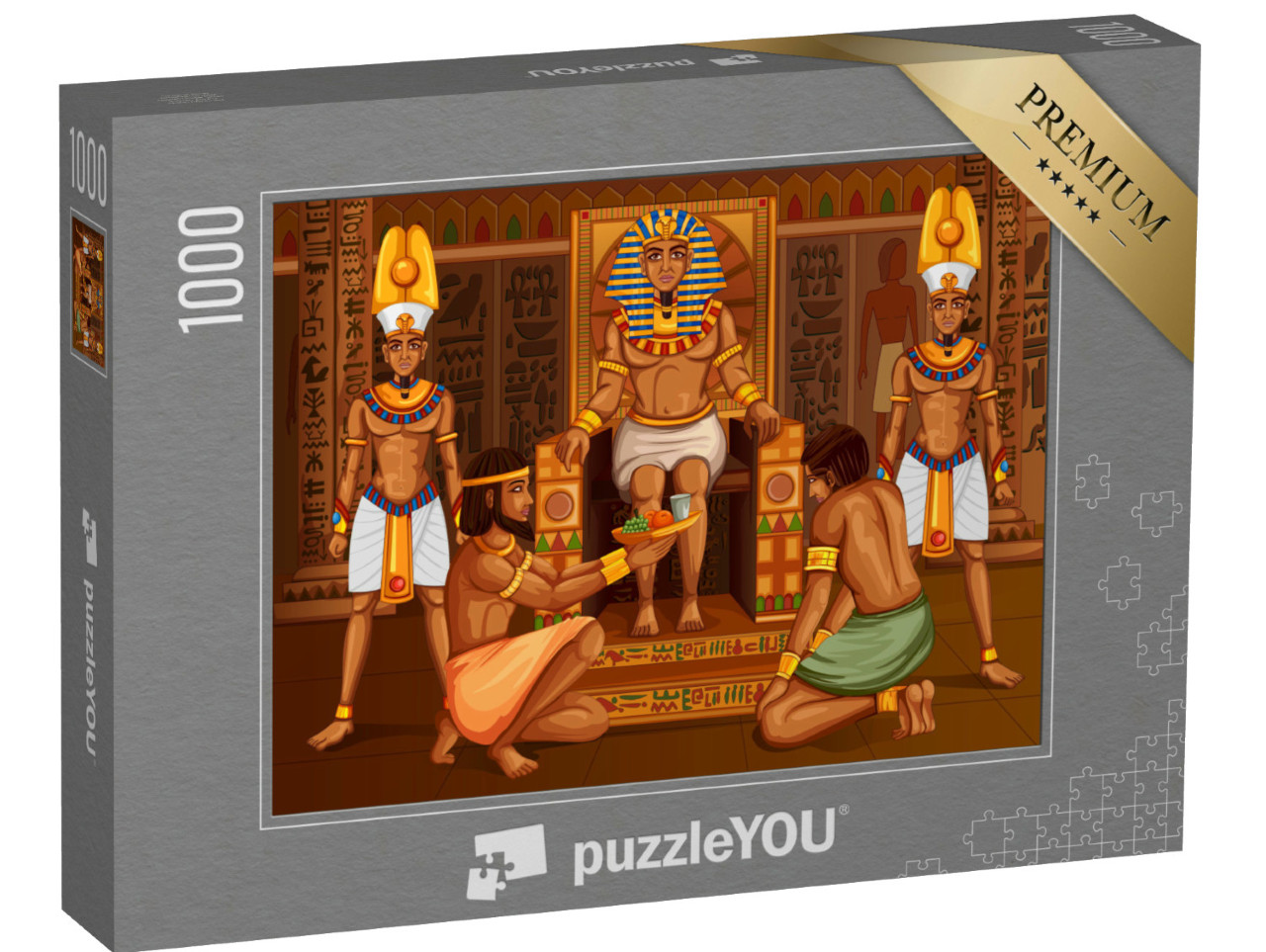 Puzzle 1000 Teile „Vektor-Design: Ägyptischer Pharao und sein Gefolge“
