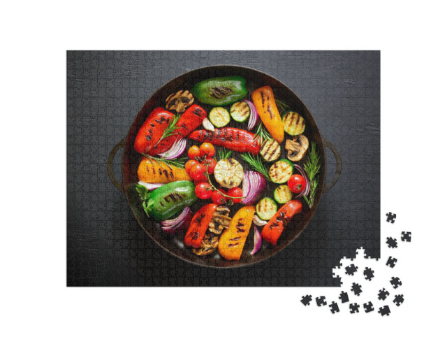 Puzzle 1000 Teile „Gegrilltes Gemüse in einer gusseisernen Pfanne“