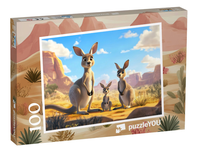 Puzzle 100 Teile „Die Kängurufamilie Hupfi“