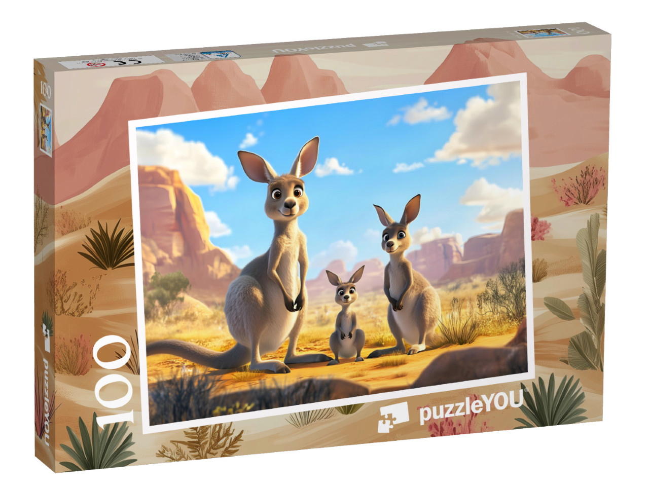 Puzzle 100 Teile „Die Kängurufamilie Hupfi“