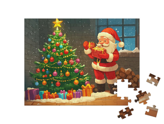 Puzzle 100 Teile „Der Weihnachtsmann bringt Geschenke“