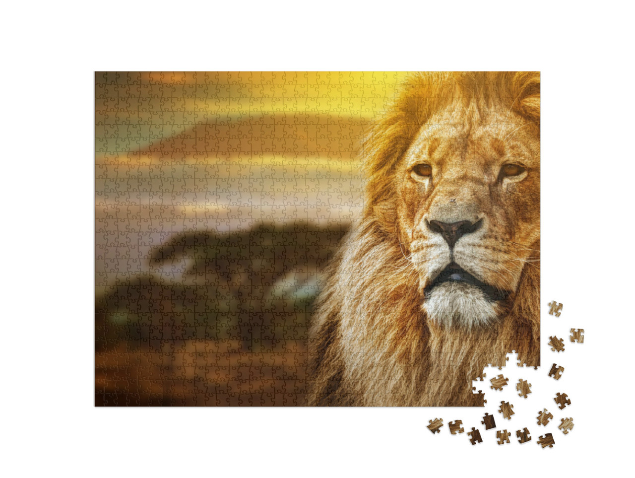 Puzzle 1000 Teile „Löwen vor dem Kalimandscharo“