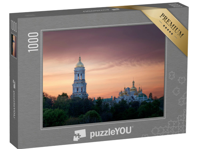 Puzzle 1000 Teile „Pechersk Lawra im bunten Sonnenuntergang, Kiew, Ukraine“