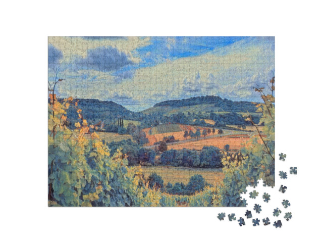 Puzzle 1000 Teile „im Stil von Paul-Cezanne - Weinberge bei Heilbronn, Deutschland - Puzzle-Kollektion Künstler & Gemälde“