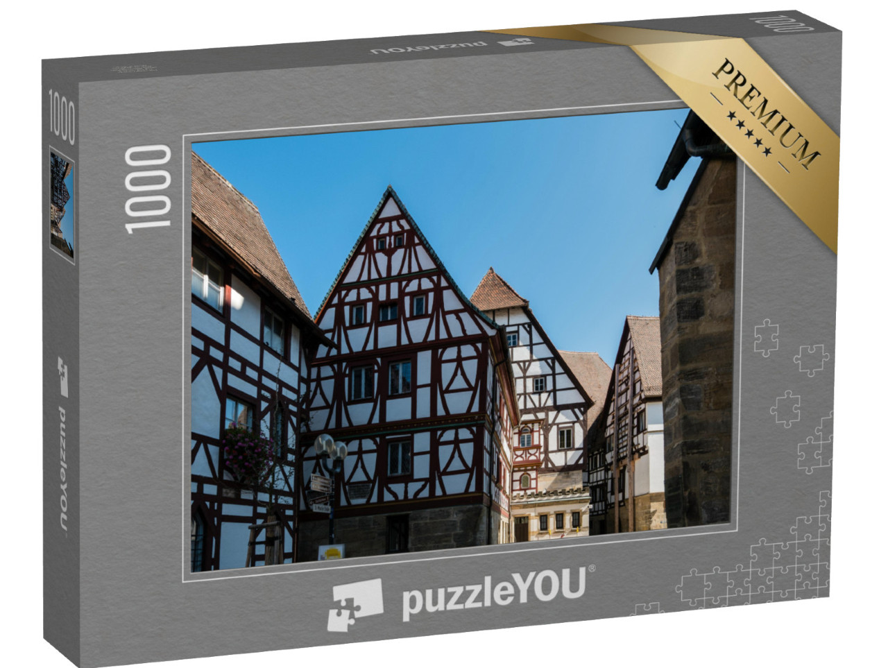 Puzzle 1000 Teile „Fachwerkhäuser am Kirschgarten, Rheinland-Pfalz, Deutschland“