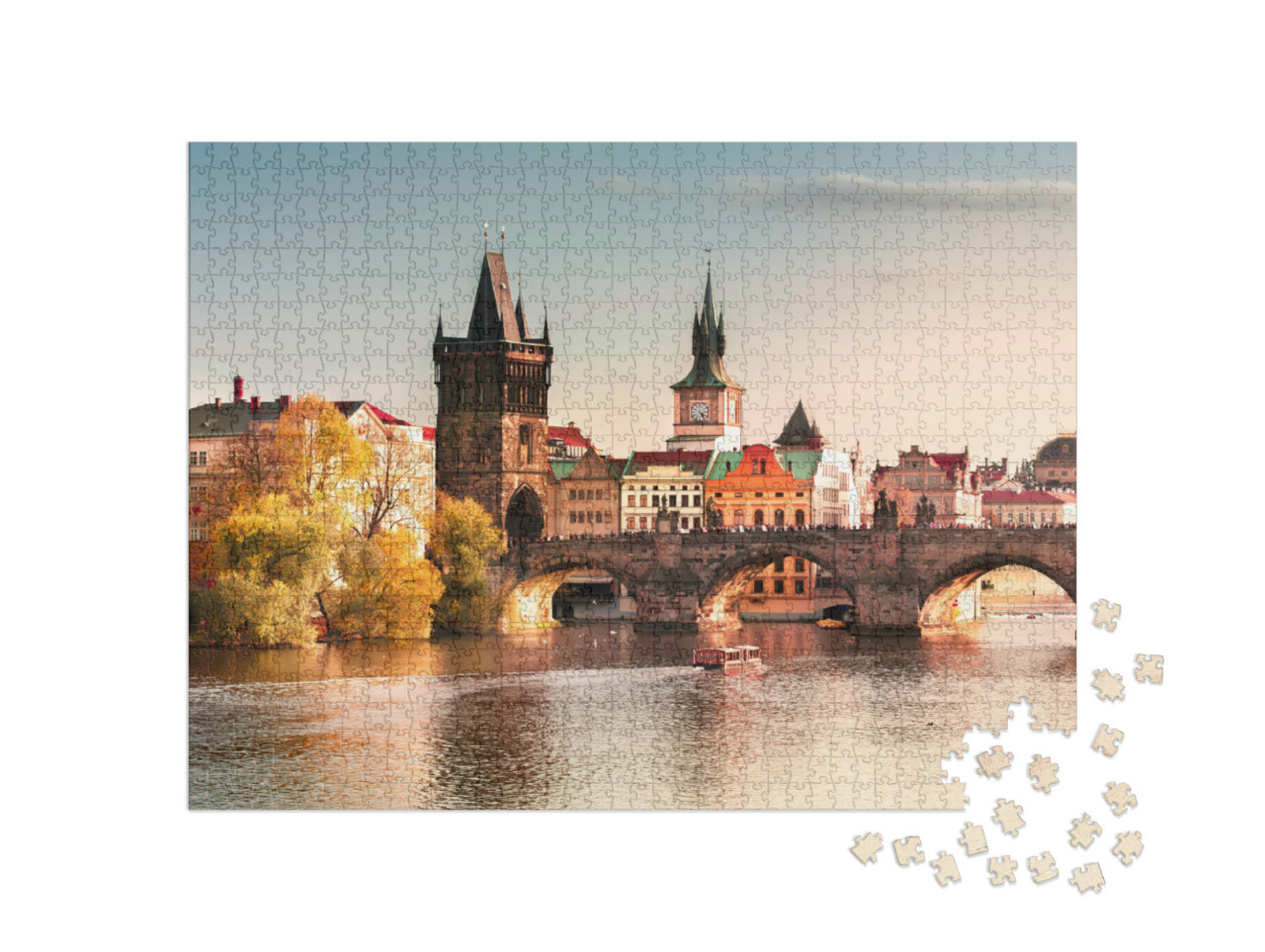 Puzzle 1000 Teile „Karlsbrücke im Sonnenuntergang, Prag, Tschechische Republik“