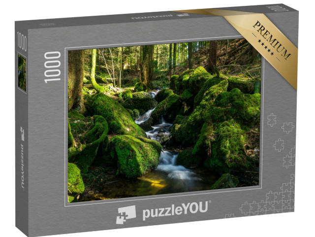 Puzzle 1000 Teile „Kleiner Fluss im bayerischen Wald, Deutschland“