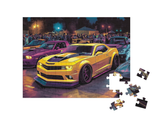 Puzzle 100 Teile „Die verrückte Rennautoshow“