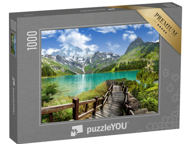Puzzle 1000 Teile „Panoramablick auf den See in den Bergen“