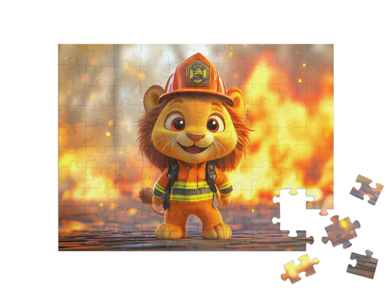 Puzzle 100 Teile „Brandmeister Leo“