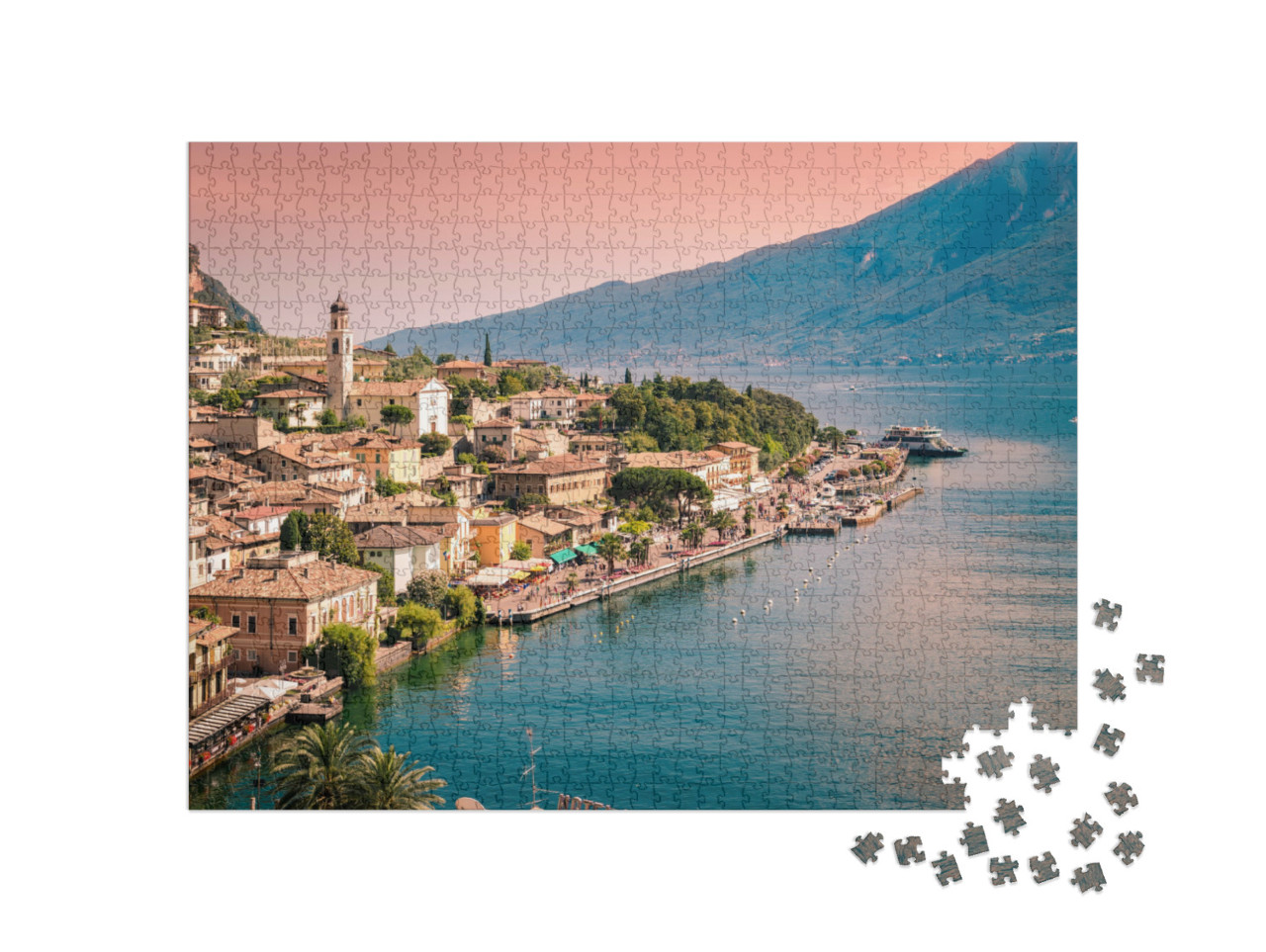Puzzle 1000 Teile „Limone sul Garda, eine kleine Stadt am Gardasee, Italien“