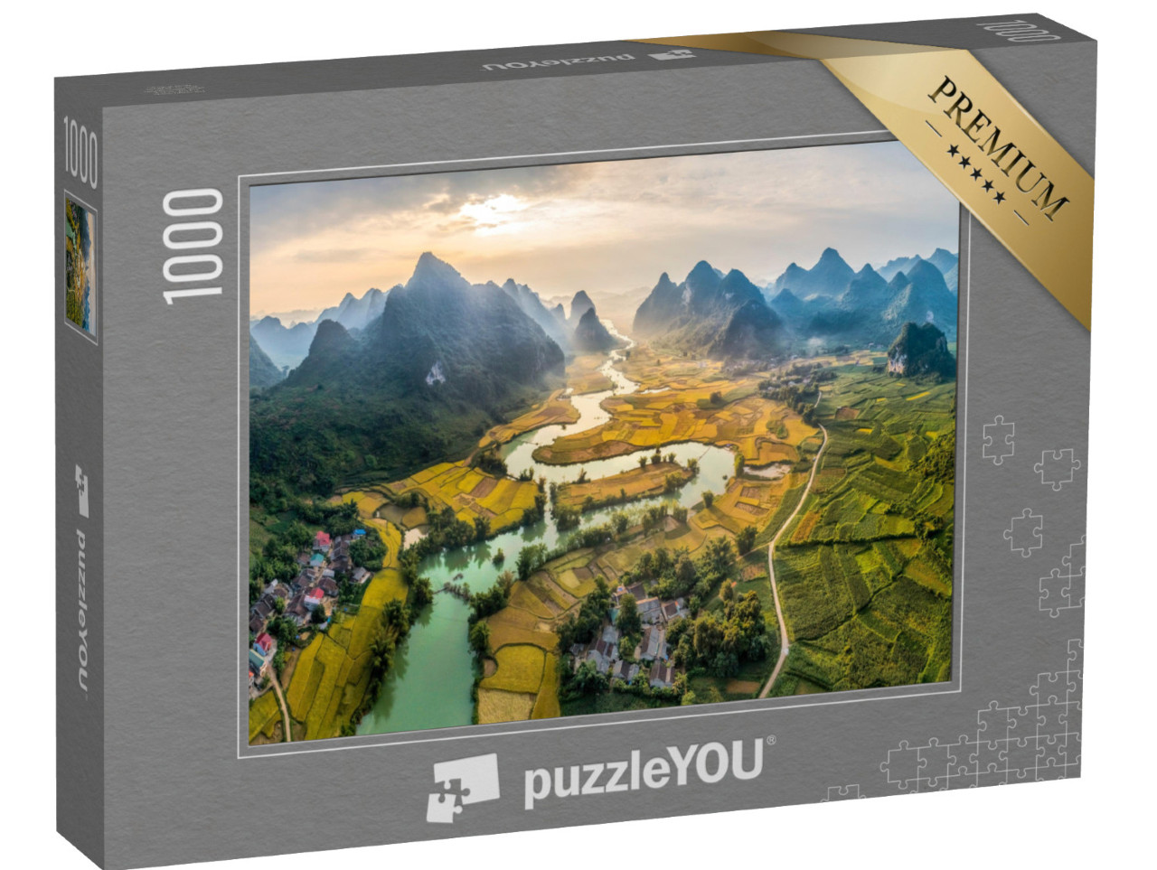 Puzzle 1000 Teile „Reis und Reisfeld im Dorf Phong Nam in Trung Khanh, Cao Bang, Vietnam“