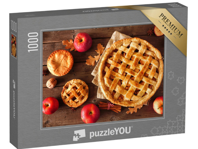 Puzzle 1000 Teile „Hausgemachte Apfelkuchen mit frischen Äpfeln im Herbst“