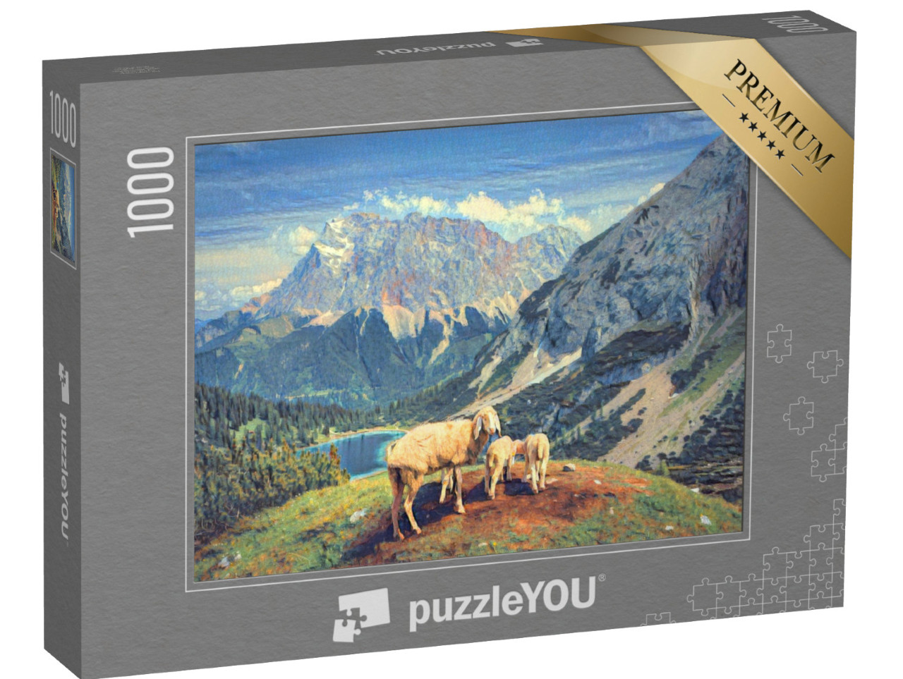 Puzzle 1000 Teile „im Stil von Paul-Cezanne - Seebensee und Coburger Hütte - Puzzle-Kollektion Künstler & Gemälde“