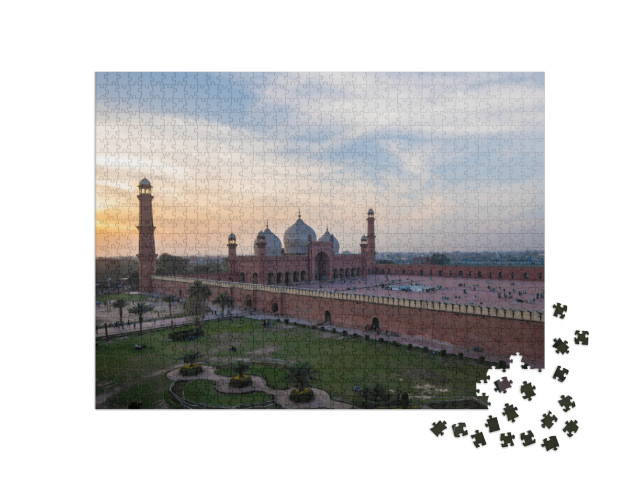 Puzzle 1000 Teile „Ruhige Abendstimmung an der Badshahi Moschee in Lahore, Pakistan“