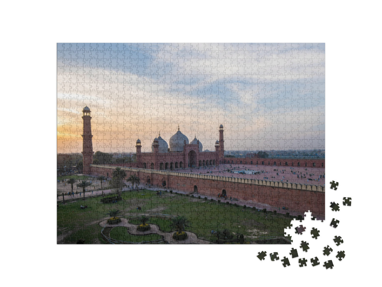 Puzzle 1000 Teile „Ruhige Abendstimmung an der Badshahi Moschee in Lahore, Pakistan“