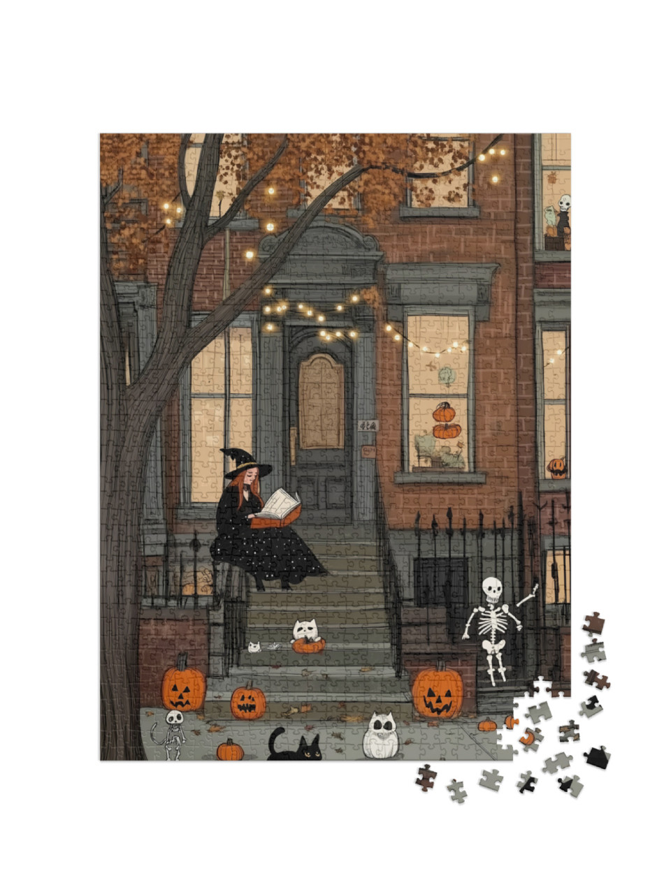 Puzzle 1000 Teile „Halloween Hauseingang“