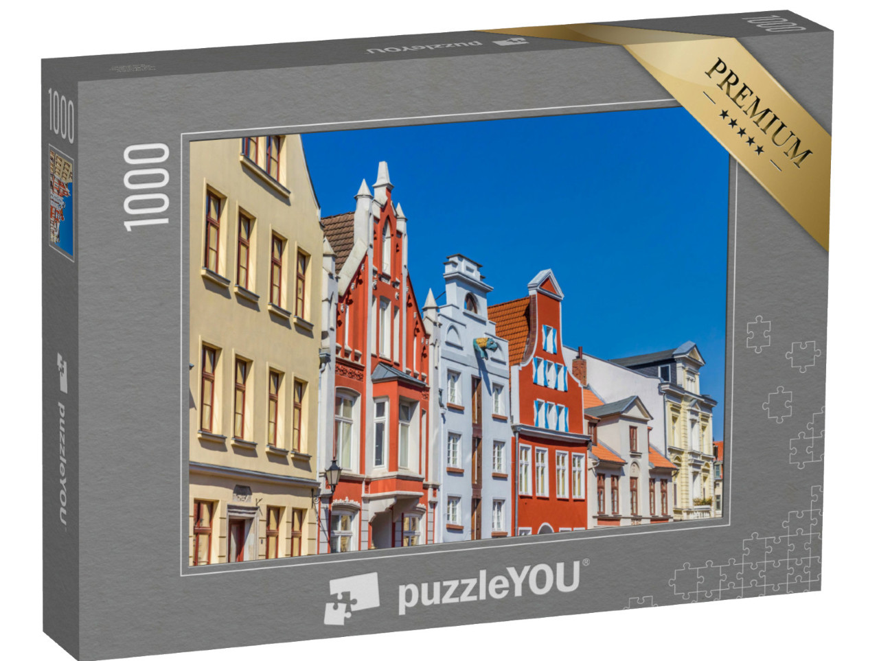 Puzzle 1000 Teile „Historische Fassaden in der Innenstadt von Wismar, Deutschland“