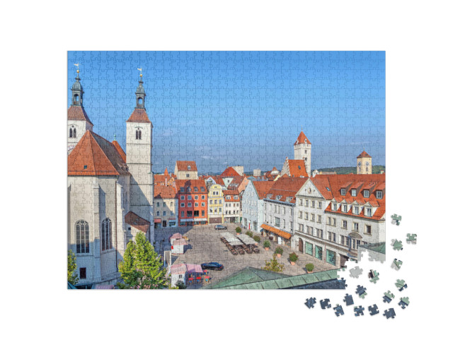 Puzzle 1000 Teile „Neupfarrplatz und Neupfarrkirche, Regensburg, Deutschland“