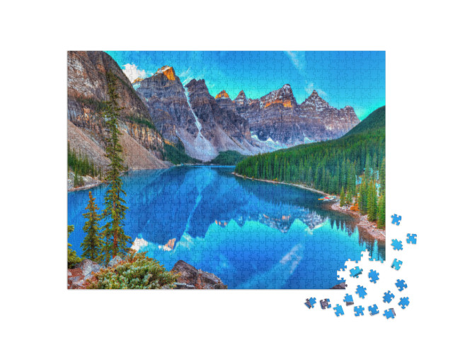 Puzzle 1000 Teile „Moräne See Sonnenaufgang in Banff National Park“