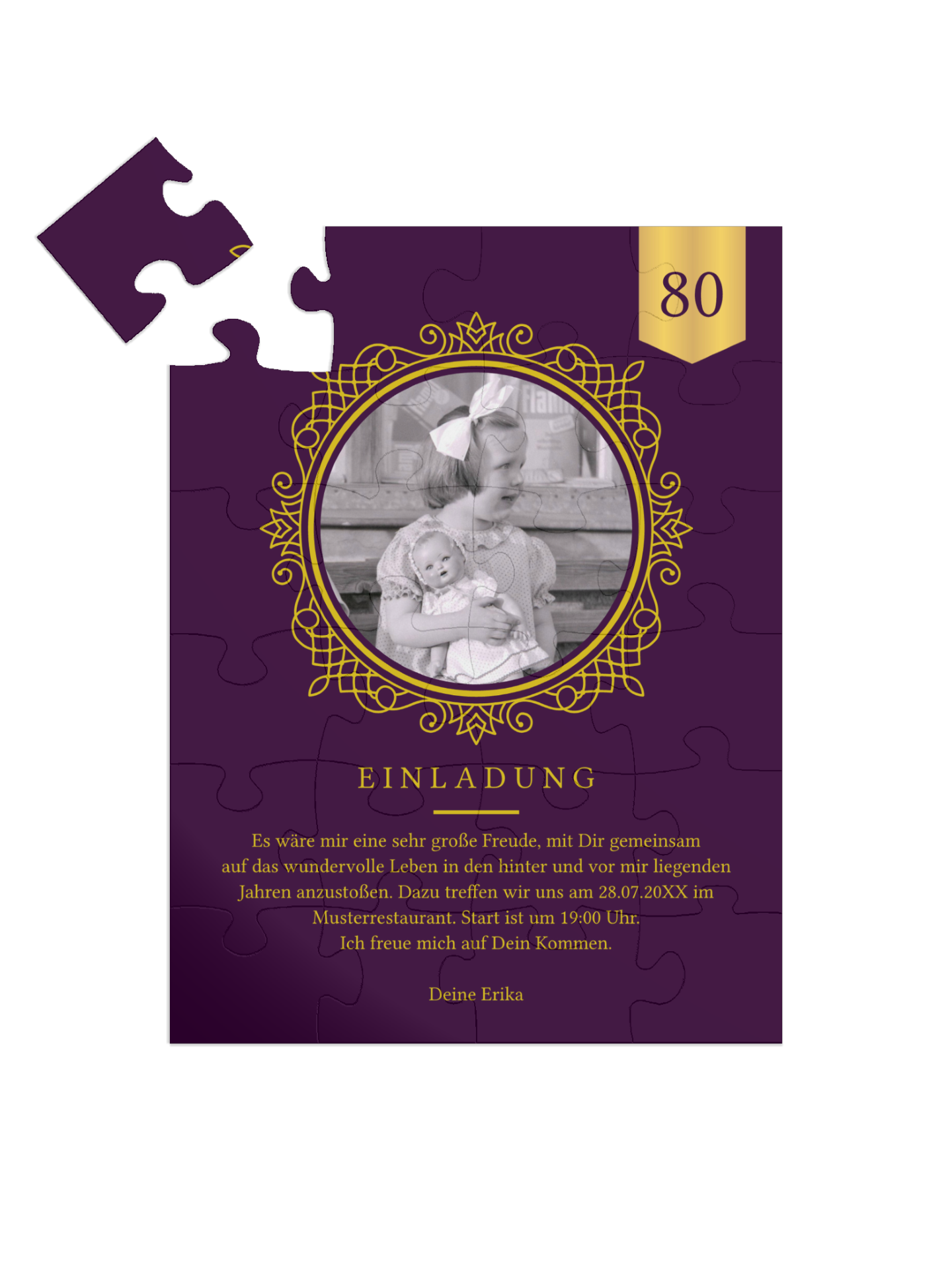 "Flourish 80" in Hochformat violett