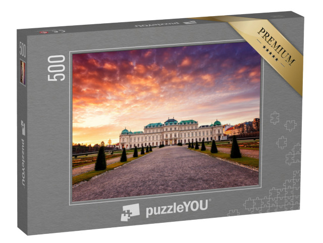 Puzzle 500 Teile „Sonnenaufgang am Schloss Belvedere in Wien, Österreich“