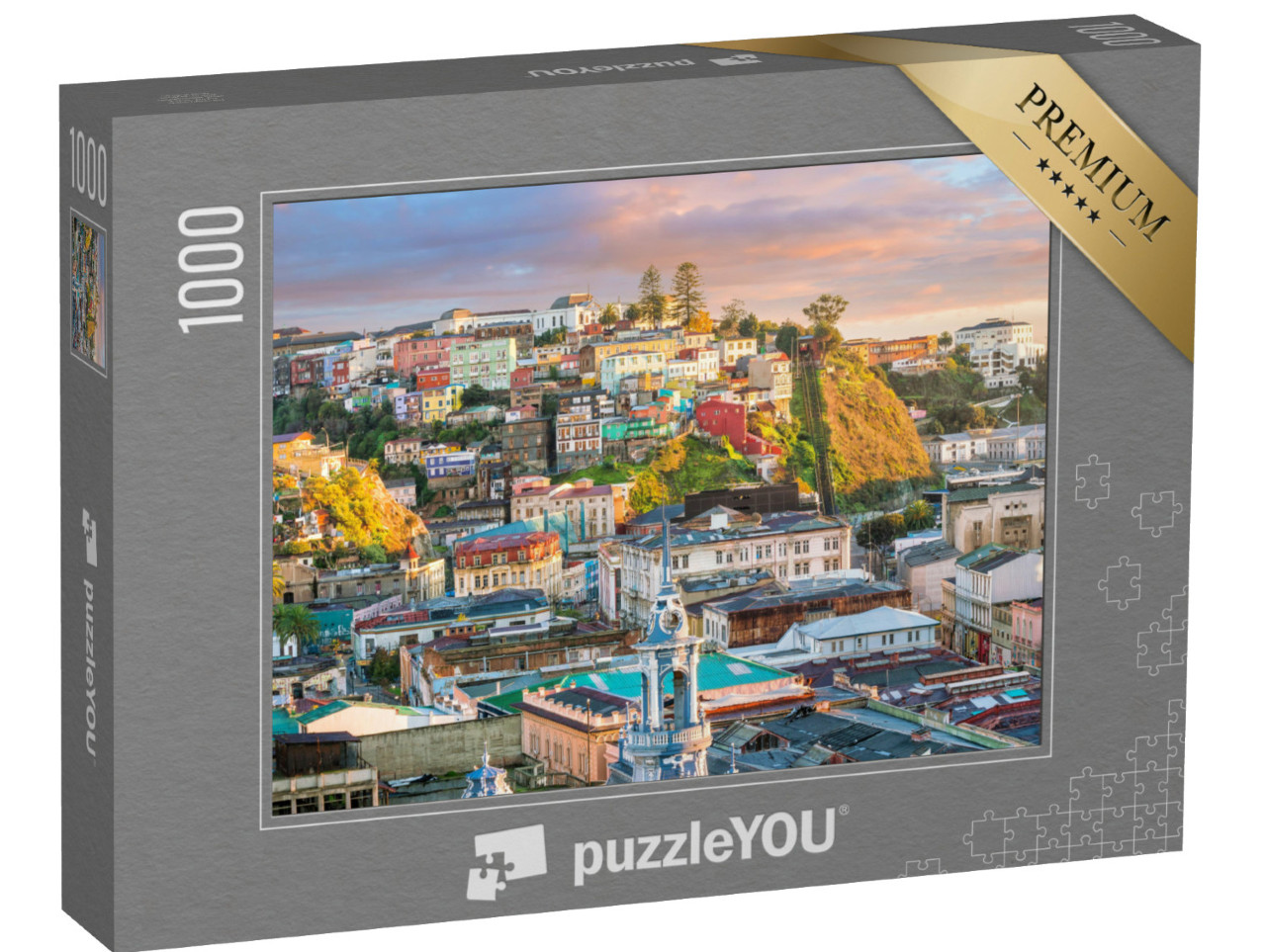 Puzzle 1000 Teile „Bunte Gebäude der UNESCO-Welterbestadt Valparaiso, Chile“