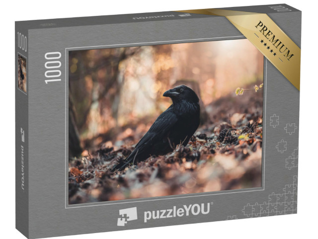 Puzzle 1000 Teile „Kolkrabe im Laub des Frühlingswaldes“