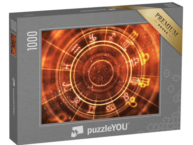 Puzzle 1000 Teile „Wahrsagerei und Glückkonzept: abstrakte orange Sternzeichen“