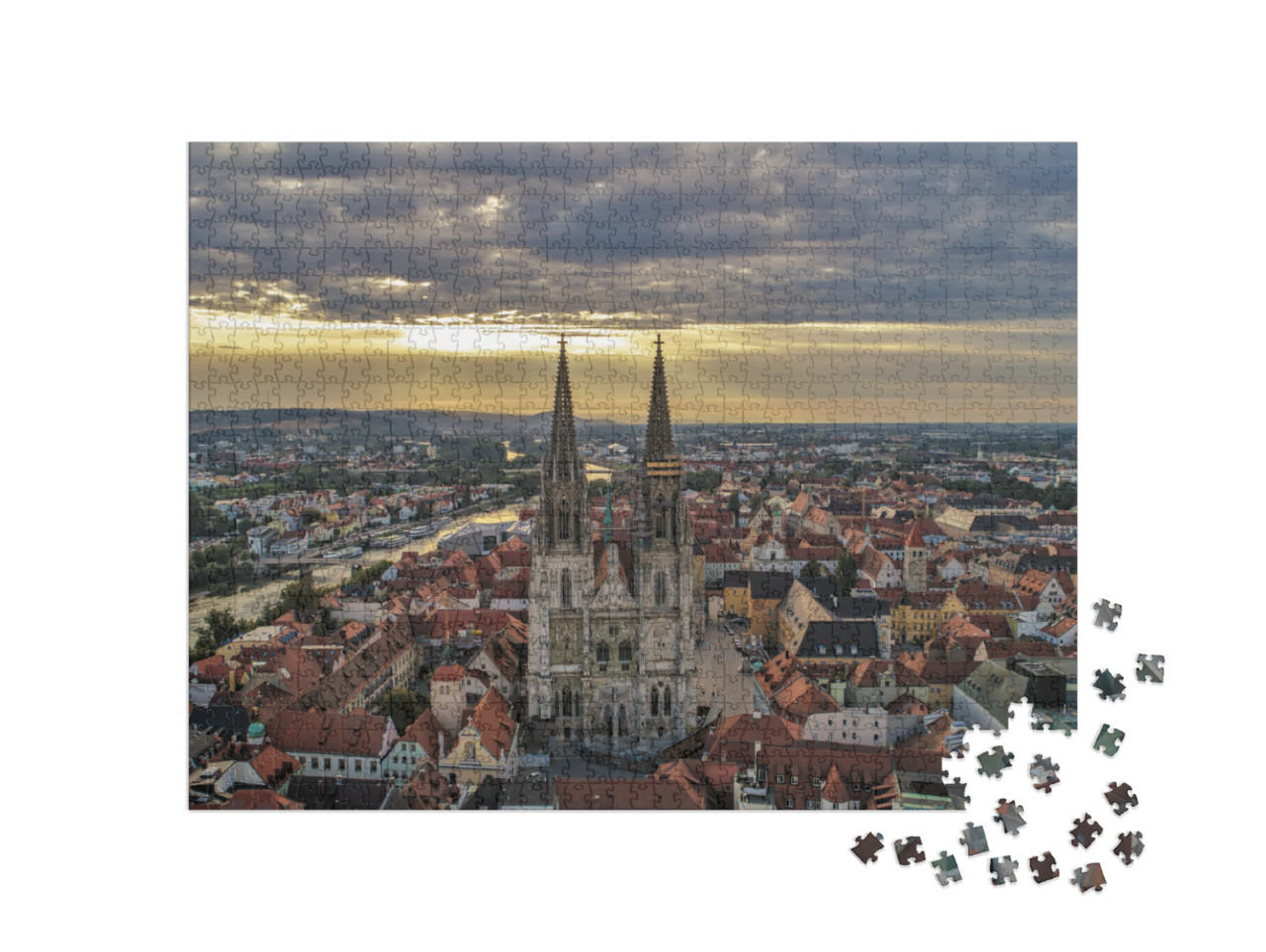 Puzzle 1000 Teile „Luftaufnahme über den Dächern von Regensburg“