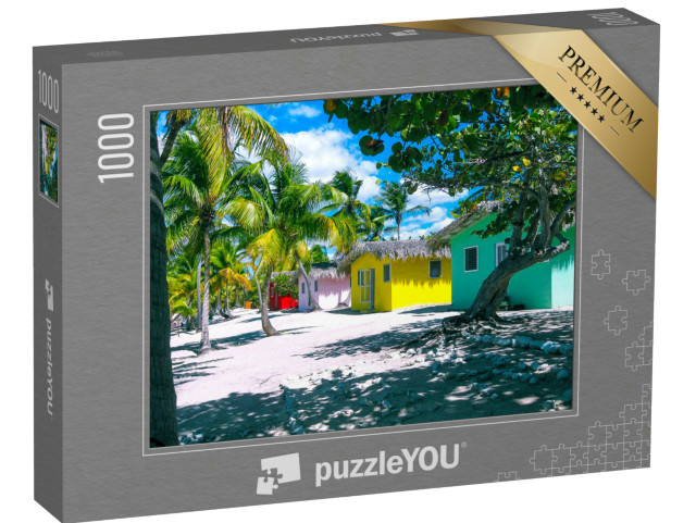 Puzzle 1000 Teile „Bunte Häuser am Strand von Catalina, Dominikanische Republik“