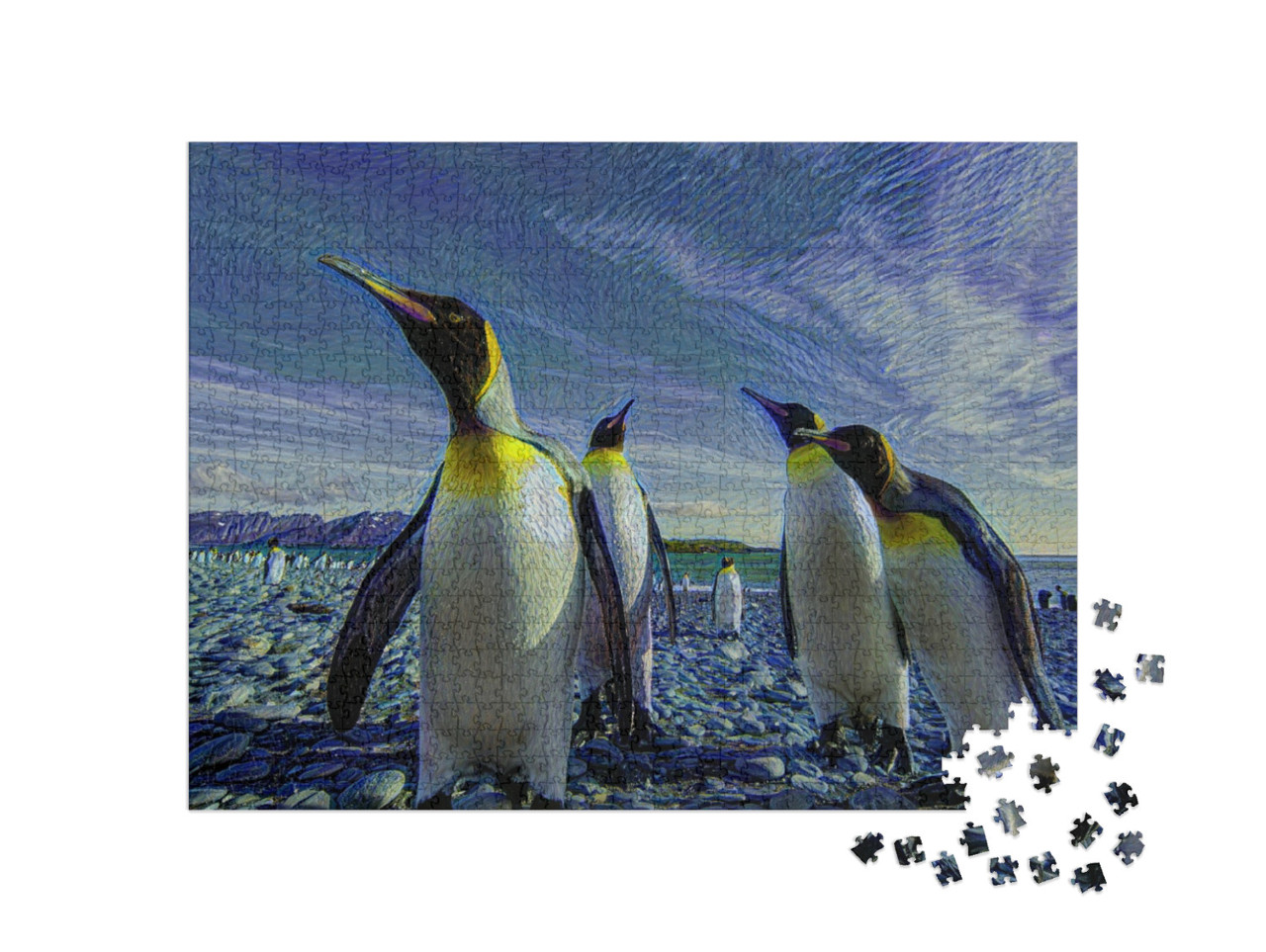 Puzzle 1000 Teile „im Kunst-Stil von van Gogh, Sternennacht - Sommer in der Antarktis - Puzzle-Kollektion Künstler & Gemälde“