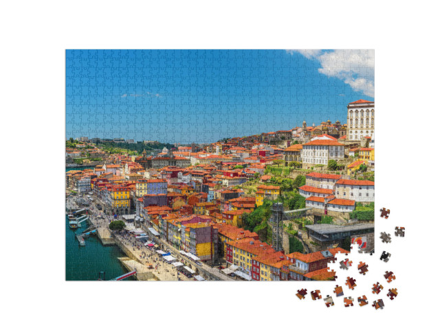 Puzzle 1000 Teile „Panoramablick auf die Altstadt von Porto, Portugal“