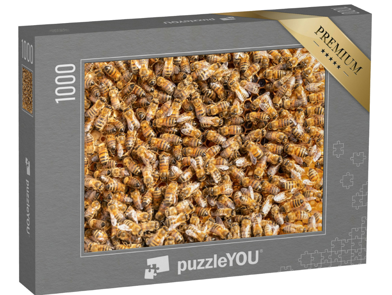 Puzzle 1000 Teile „Arbeitshonigbienen auf einem Rahmen aus einem Bienenstock“