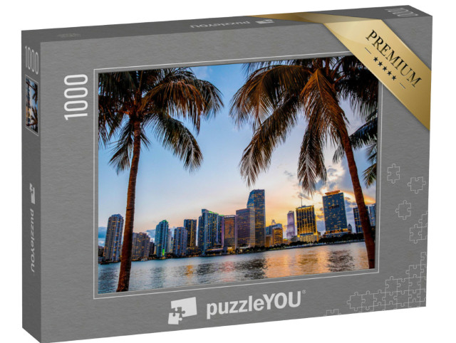 Puzzle 1000 Teile „Abendlicher Blick auf die Skyline von Miami, Florida, USA“