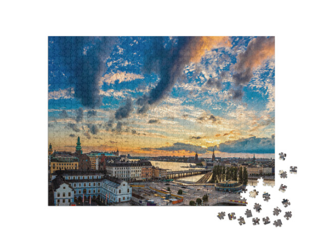 Puzzle 1000 Teile „Abendansicht von Gamla Stan in Stockholm, Schweden“