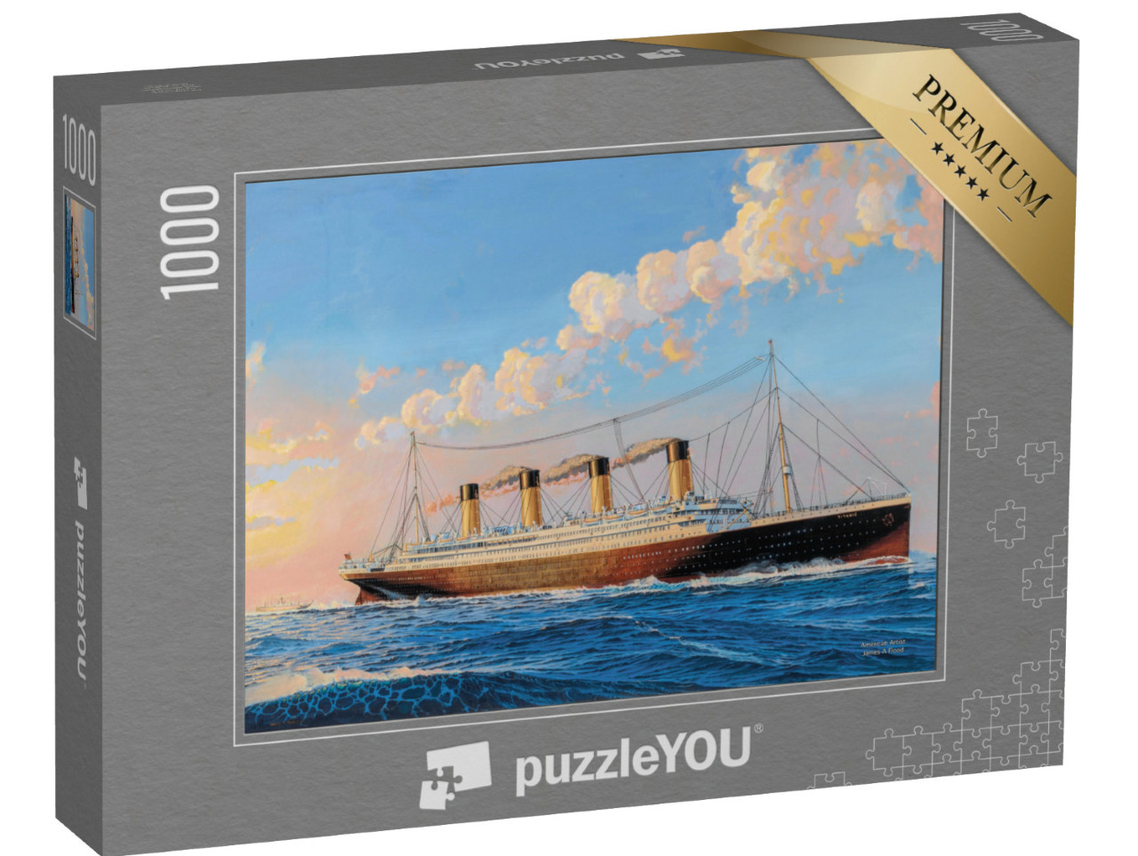 Puzzle 1000 Teile „Titanic Sonnenaufgang am Morgen des 11. April 1912“
