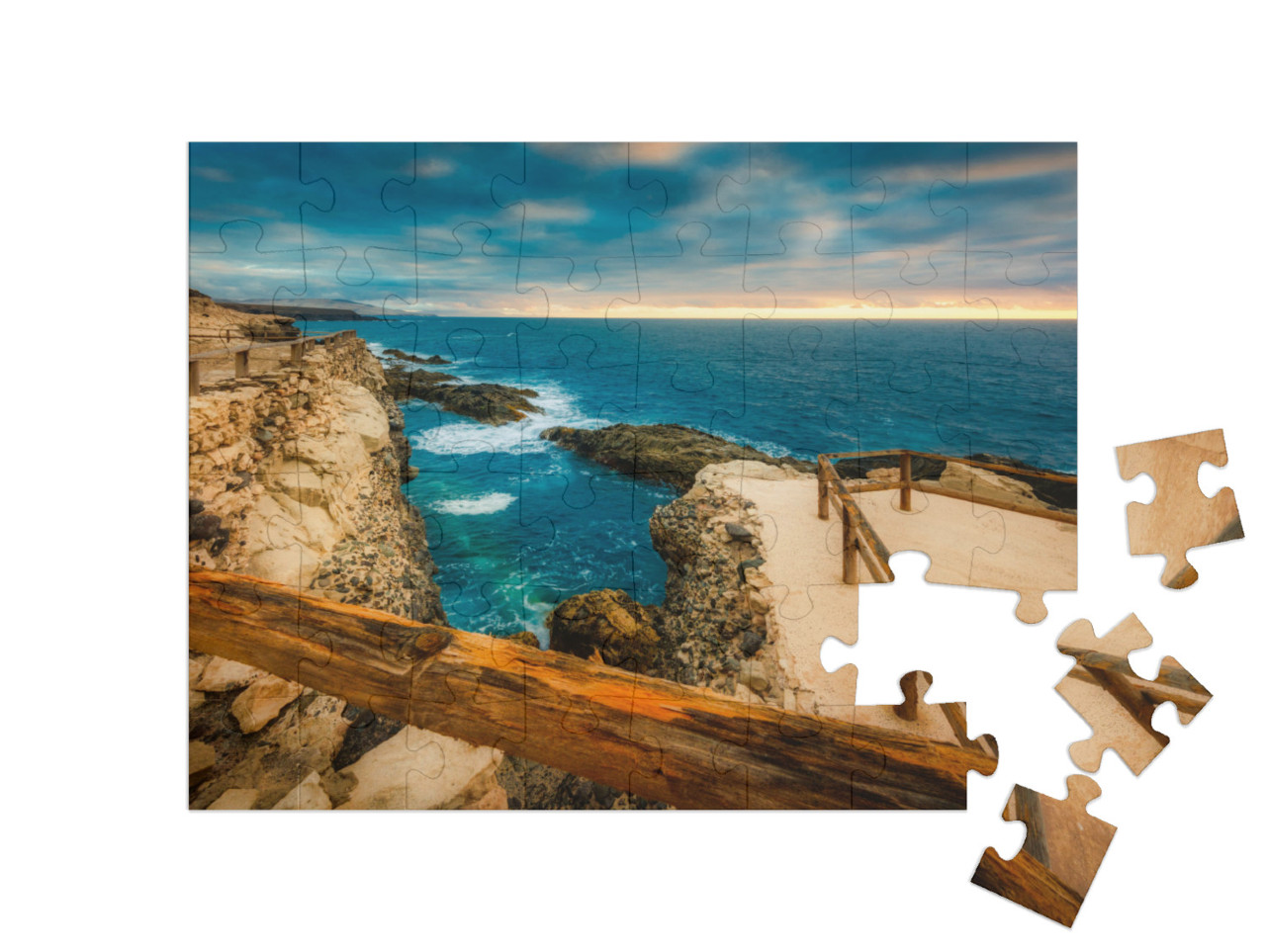 Puzzle 48 Teile „ajuy Strand Fuerteventura im Sonnenuntergang“